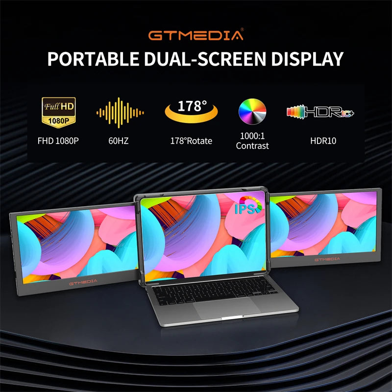 "11.6-Inch Portable Triple Screen Extender - Full HD IPS Display for 13-17.3 Inch Laptops"