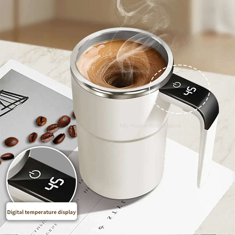 380ML Automatic Self Stirring Magnetic Mug with LCD Screen Coffee Milk Juice Mixing Cup USB Rechargeable Smart Thermal Cups